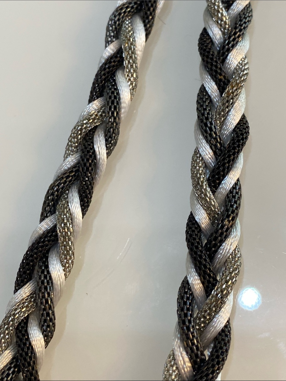 Braided Metallic Black and Silver Necklace